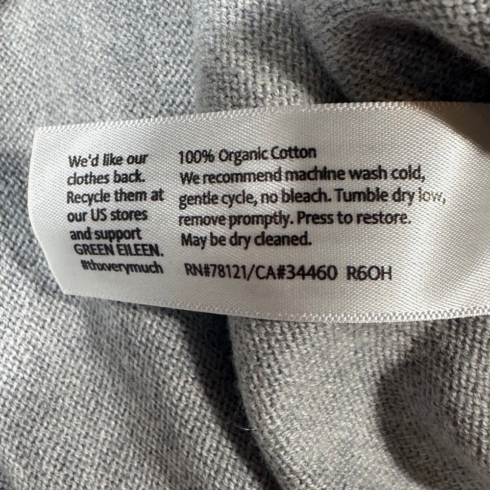 Eileen‎ Fisher Sweater Dress Women Medium Gray Organic Cotton Knit Long Sleeve - Picture 5 of 9